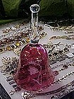 Hand blown etched ruby stain glass bell