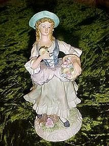 Lefton bisque china flower girl figurine #9417