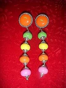 Retro Mod, multi color dangle  earrings