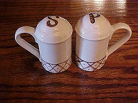 Brown trim  ceramic salt and pepper shakers