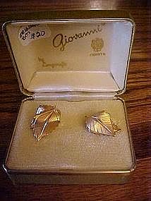 Giovanni goldtone leaf earrings in original box