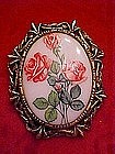 Hand painted china pin, Roses