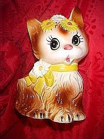 1970's Inarco kitten planter with daisies