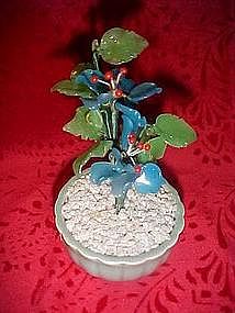 Mini hand made glass bonsai style flower in pot