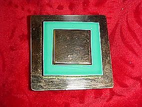 Nice retro pin, turquoise  enamel and gold