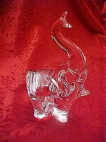 Hand blown crystal clear glass elephant paperweight