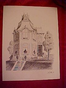 Victorian house print by Dathe 1973