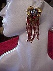 Red beaded dangle earrings