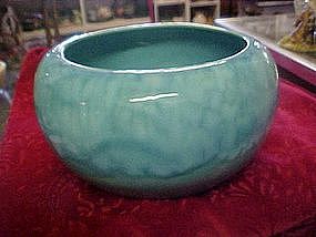 Turquoise drip  glaze bowl, signed Louve'