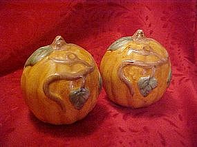 Hand painted pumpkins on vine, salt and pepper shakers