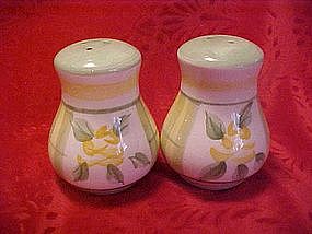 Hand painted yellow roses & plaid shakers