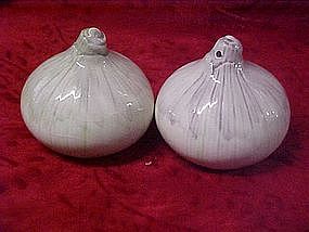 Pair of onion salt and pepper shakers