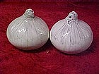 Pair of onion salt and pepper shakers
