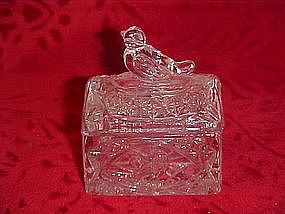 Crystal, bird on a trunk, pressed pattern  salt dip