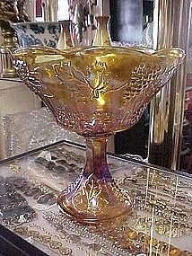Indiana Glass, Harvest, gold carnival fruit compote