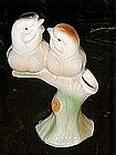 Vintage 1940's glazed pottery, birds on a limb vase