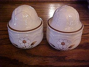 Large stoneware shakers,cabbage, daisy design