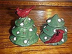 Cardinal on Tree holiday salt and pepper shakers