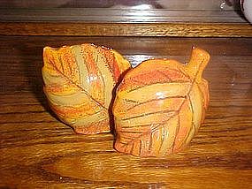 Autumn leaves,  ceramic salt and pepper shakers