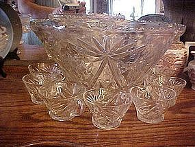 EAPC Early American Press Cut punch bowl w/ 7 cups