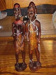 African Native wood carved figures, OLD