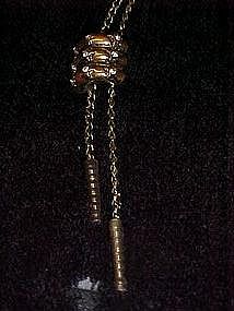 Bolo tie, copper tone with rhinestones & stars