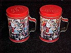 Santa and the children, tin salt and pepper shakers