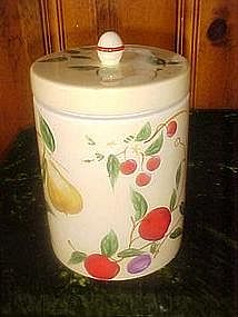 Hand painted fruit cookie jar cylinder