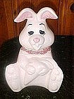Doranne silly rabbit cookie jar, pink scarf