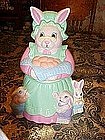 Granny rabbit and babies, cookie jar
