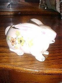 Rabbit cream pitcher, ceramic with flowers