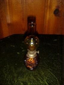 Amber hobnail miniature  oil lamp