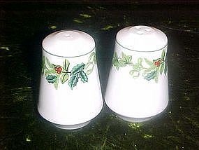 Holly and berries, porcelain salt and pepper shakers
