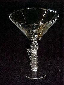 Crystal cocktail glass with pewter golf bag and clubs