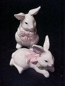 Pair of spring bunny rabbit figurines