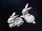 Fine porcelain rabbit figurines with roses