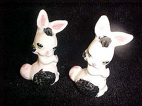 Older ceramic spotted bunny rabbit figurines