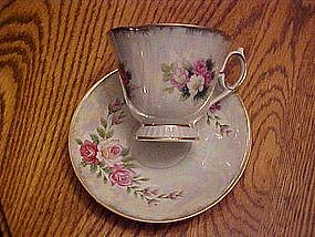 Lustre tea cup and saucer set with roses bouquet