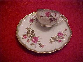 Moss rose snack set, cup with shell shape plate