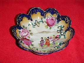 Geisha girl bowls, roses & cobalt trim