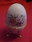 Porcelain egg, trinket box with flowers