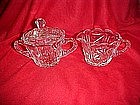 Lead crystal creamer and covered sugar bowl