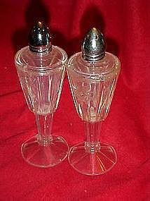 Retro cut glass look, plastic salt and pepper shakers