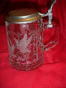 ALWE Crystal beer stein with ducks engraving