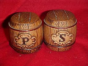 Vintage ceramic barrels, salt and pepper shakers