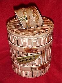 Vintage ceramic bamboo cookie barrel