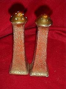Gold encrusted tall porcelain salt and pepper shakers