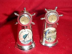 Older Marineland souvenir shakers with compass