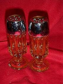 Gold glass pedestal salt and pepper shakers