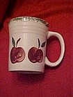 Large coffee mugs, red apples with sponge trim